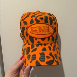 Von Dutch Vibrant Orange and Green Patterned Cap